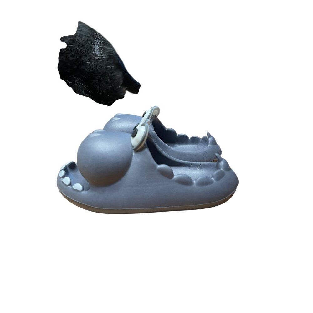 Novelty Hippo-Themed Slip-On House Slippers For Kids Size EU 34-35 ‎ 215MM Gray - Picture 10 of 11